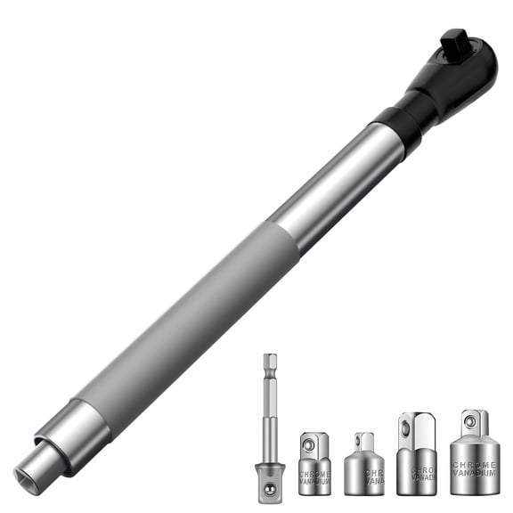 Hardvoro 1/2 Heavy Duty Offset Extension, for Electric Drill with 3/8" & 1/4" Adapters set, Impact Ratchet Extender for Tight Spaces