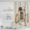 thumbnail image 3 of Beige Cute Cat Shower Curtain, Waterproof Shower Curtains for Bathroom, Cartoon Funny Heater Cats Washable Fabric Bathtub Curtain Set Bath Decor with 12 Hooks Stall 36"x72", 3 of 8