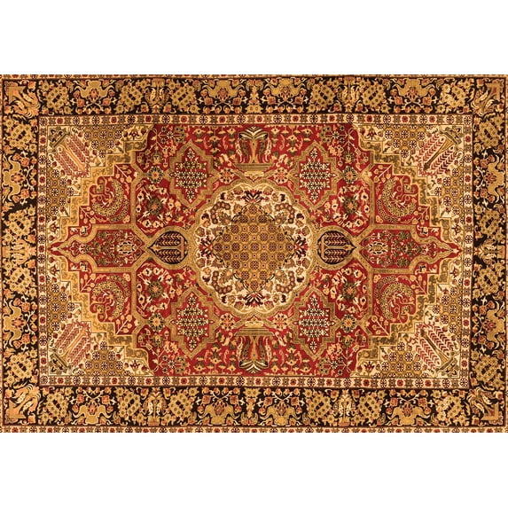 Ahgly Company Indoor Rectangle Medallion Orange Traditional Area Rugs, 2' x 4'