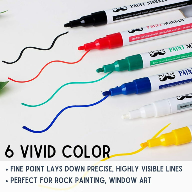 Mr. Pen- Paint Markers, 6 Pack, Paint Pens, Fine Point Markers, Permanent  Markers Assorted Colors, Fine Tip Permanent Markers, Permanent Markers Fine  Point, Oil Based Paint Markers, Colored Paint Pen