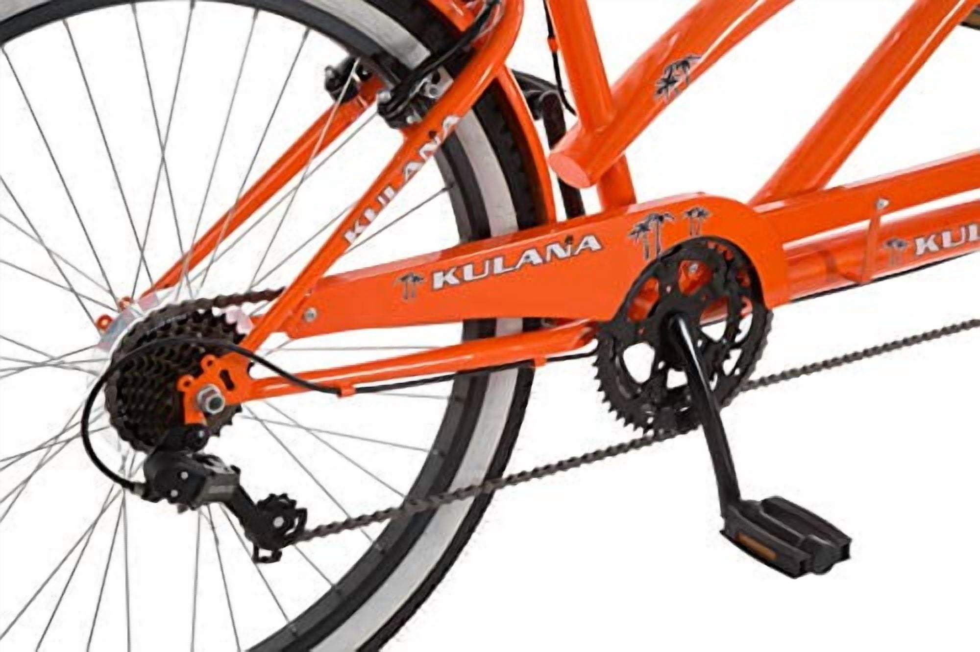 Kulana Lua Tandem Adult Beach Cruiser Bike, 26-Inch Wheels, 7-Speed, Orange