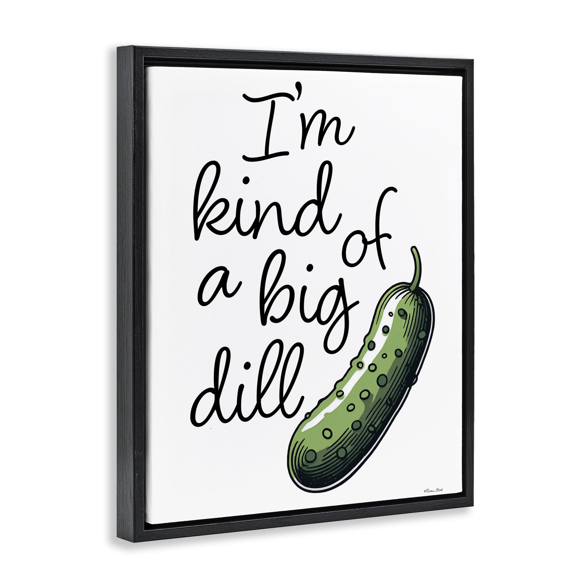 Stupell Industries Kind Of A Big Dill Pickle Black Framed Floater Canvas Wall Art, design by Susan Ball