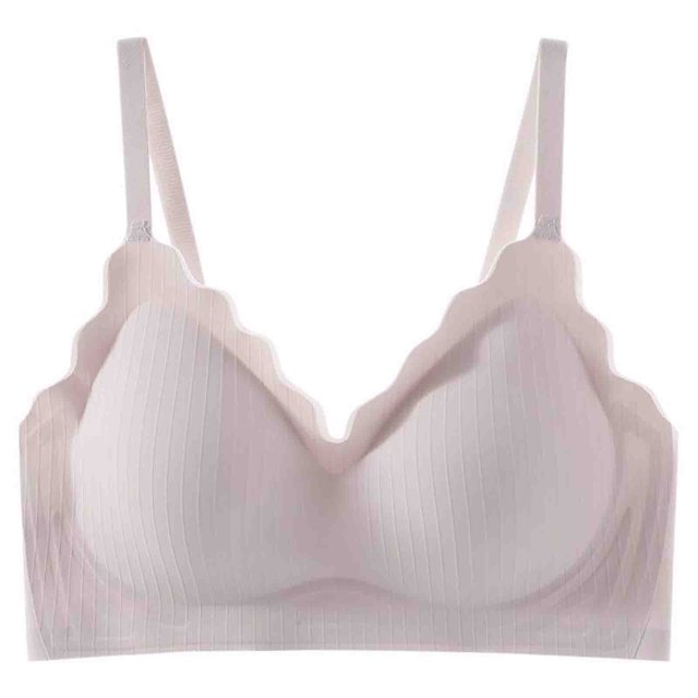 DPTALR Woman Seamless Thin Without Rims Soft Support Gathered Breathable Underwear Daily Bra.