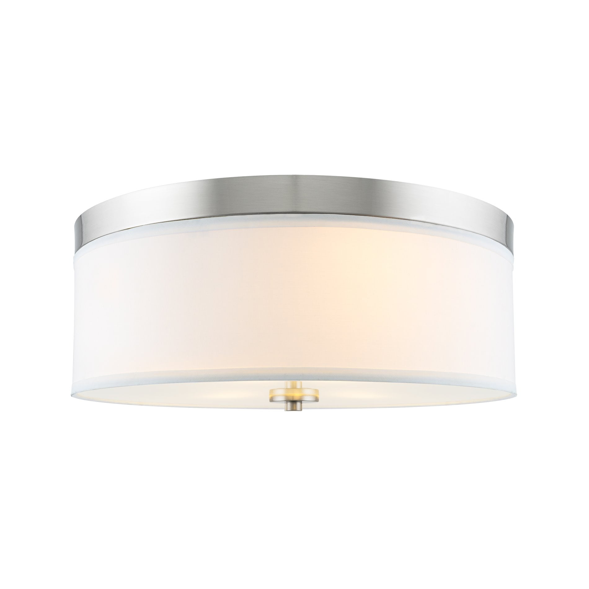 ETL Listed 18 Ceiling Fixture with Scalloped Nickel Metal Design and Glass Diffuser 4-Light Large Fabric Drum Flush Mount Damp Located 