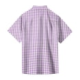 thumbnail image 4 of Hearthz Mens Button Down Short Sleeve Shirt Gingham Wrinkle Free Work Shirts for Men Beach Summer Men's Dress Shirts Purple XXXL, 4 of 6