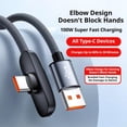 thumbnail image 2 of Lttoisl 100W Fast Charging USB-C Cable with 90-Degree Bendable Connector, Braided Nylon Mobile Game Charger Cord for USB-C Devices, 6.6ft, Black, 2 of 8