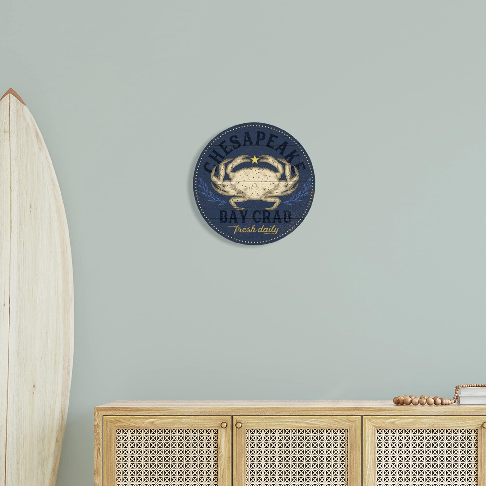 Stupell Industries Vintage Chesapeake Bay Crab Sign Nautical Marine Life,12 x 12,Design By Jennifer Pugh