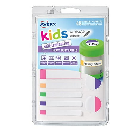 Avery(R) Kids Self-Laminating Labels 41434, Assorted, Pack of 48