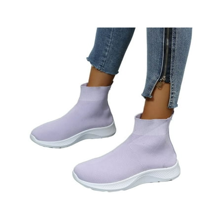 

Tenmix Ladies Comfortable Walking Shoes Gym Lightweight Anti-Slip Ankle Boots Purple 9