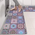 thumbnail image 2 of Kitchen Rugs Sets Of 2,Purple Ethnic Geometric Patchwork Pattern Anti Fatigue Kitchen Mat Rugs Non Slip Washable,Decorative Kitchen Floor Mats for Kitchen,Sink,Laundry,17"X47", 2 of 5