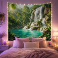 thumbnail image 2 of Tropical Waterfall in Lush Jungle, Calming Watercolor for Nature Lovers, Rainforest Nature Art Decor, Housewarming Gift Tapestry Wall Hanging for Bedroom and Living Room, 2 of 7