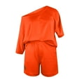 thumbnail image 6 of Funicet Romper Shorts for Women Women's Fashion Bodyguard Set With One Line Neck And Off Shoulder Loose Two Piece Set Orange XL, 6 of 6