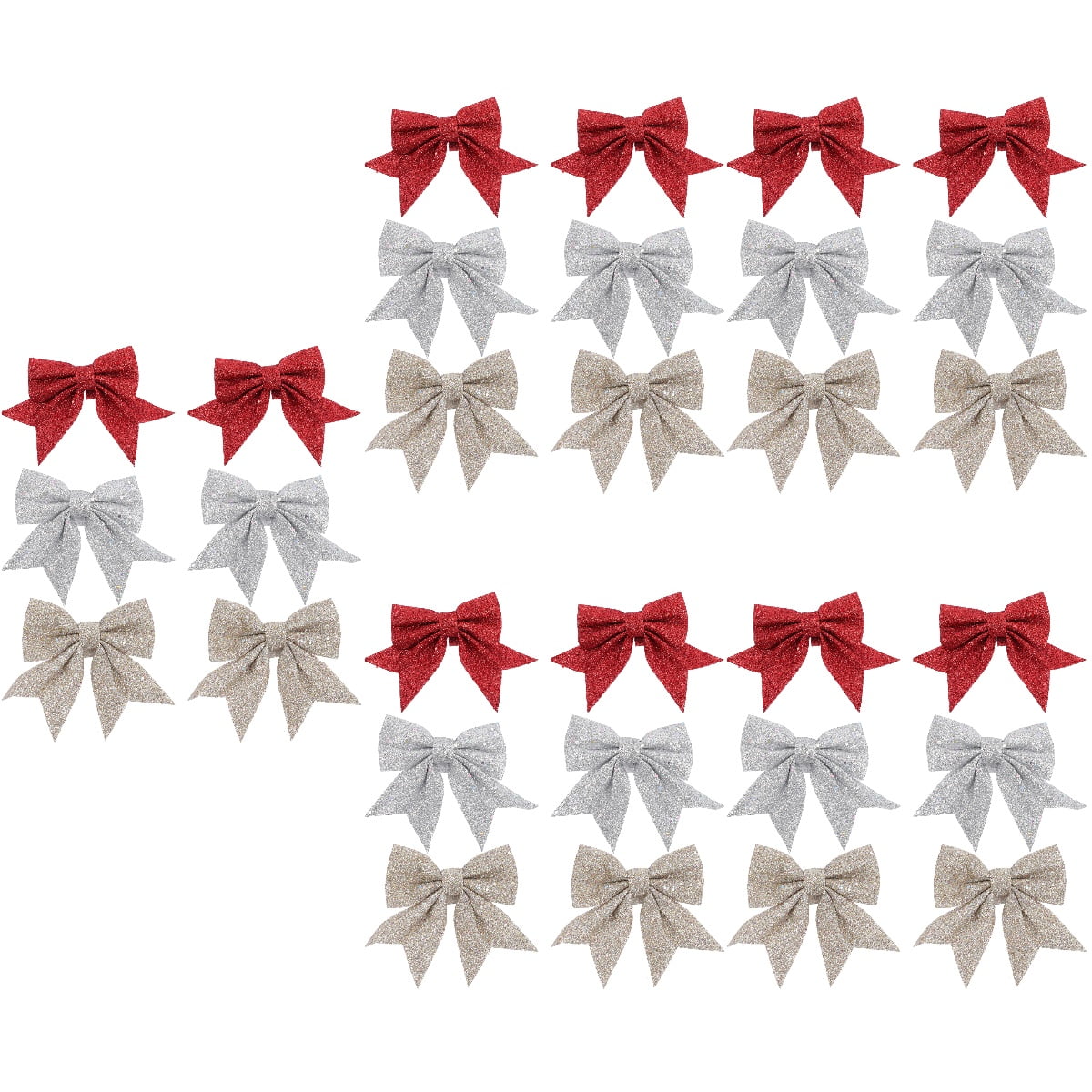 FONDOTIN Christmas Hanging Glitter Bows, Assorted Colors, 30 Pieces for Indoor Holiday Decorations and Festive Home Decor