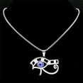 thumbnail image 2 of Turkish Evil Blue Eye of Horus Necklace Women Men 14K White Gold Hip Hop Egyptian Pharaoh Necklaces Fashion Jewelry, 2 of 7