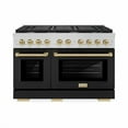 thumbnail image 2 of ZLINE Autograph Edition 48 in. 6.7 cu. ft. Paramount Double Oven Dual Fuel Range with 8 Burner Gas Cooktop in Stainless Steel with Black Matte Doors and Champagne Bronze Accents (SDRZ-BLM-48-CB), 2 of 2