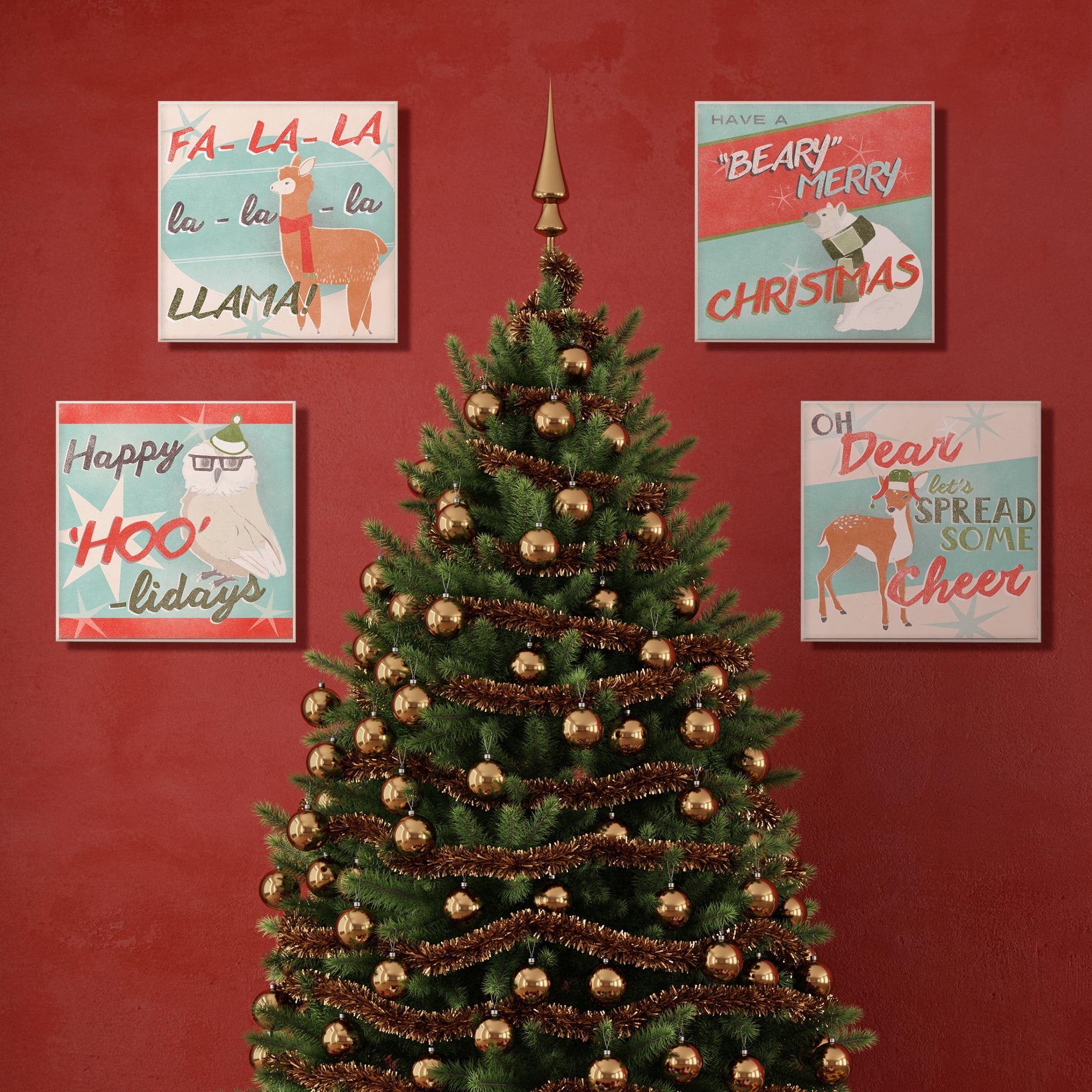 The Stupell Home Decor Collection Holiday Retro Inspired Christmas Have A Beary Merry Christmas with Polar Bear Wall Plaque Art, 12 x 0.5 x 12