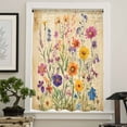 thumbnail image 4 of Vintage Spring Floral Semi Sheer Curtains Drapes for Living Room,Bedroom,French Doors Window 45 Inches Long,Summer Botanical Pastoral Flowers Rod Pocket Chiffon Curtain Drapery Voile Draperies Panel, 4 of 6