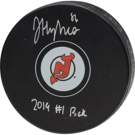 Jack Hughes New Jersey Devils Autographed Hockey Puck with 