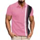thumbnail image 2 of Blusa y camisa de manga corta con cuello vuelto para hombre, informal, de color liso, a rayas, con botones y estampado, blusa para hombre, 2 of 4