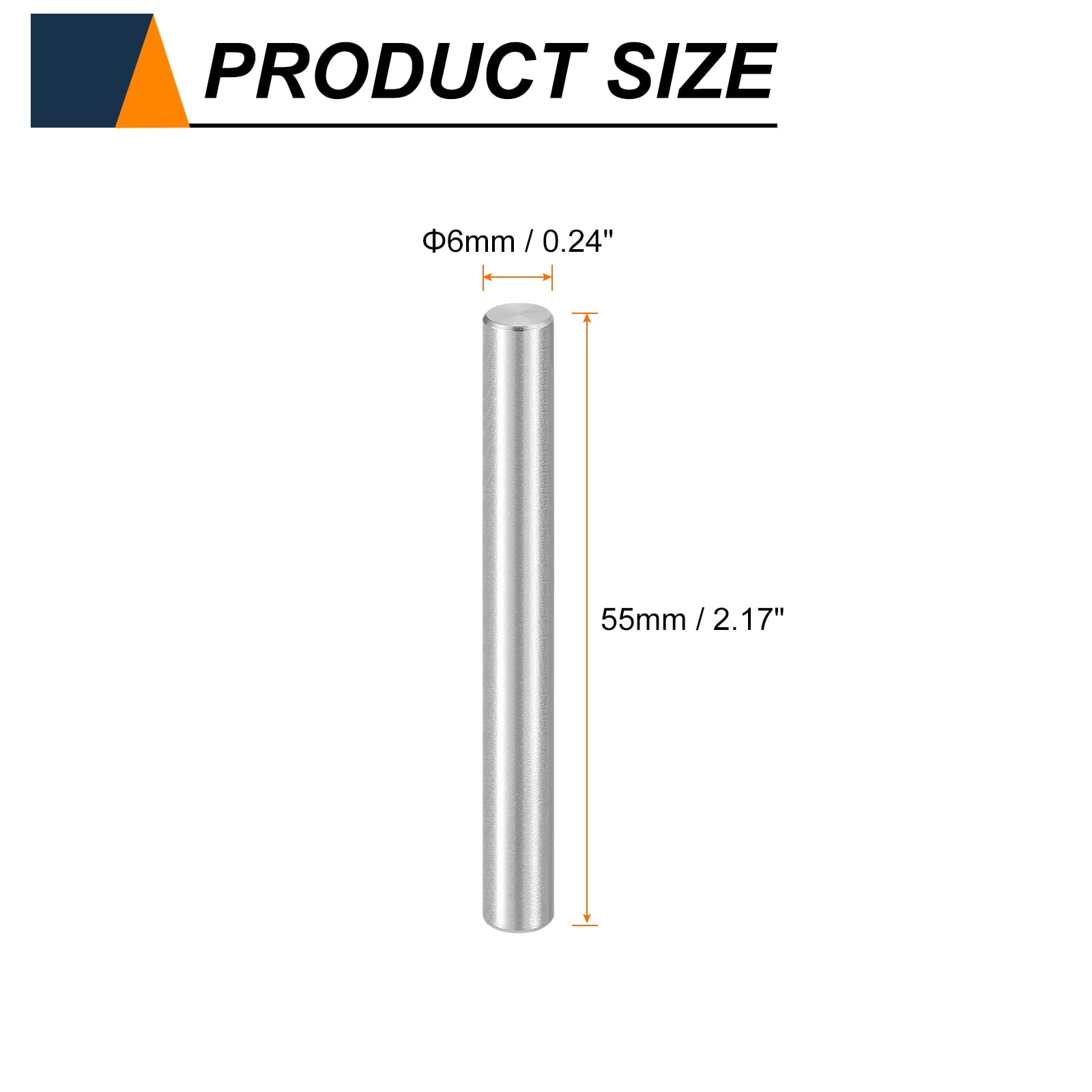 Uxcell 50pcs Dowel Pins M6(6mm) x 55mm 304 Stainless Steel Cylindrical Shelf Support Peg Pin Rod Fasten Elements for Metal Devices Wood Furniture DIY Installation, Silver