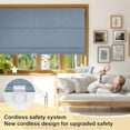thumbnail image 2 of Cordless Roman Shades for Windows - Blackout and Heat Blocking, Custom Privacy Linen Blinds for Interior, 29.5" W x 44" H, Blue$$Home Decor, Kitchen, & Other, 2 of 7