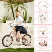 ACEGER 18 Inch Bike with Basket and Training Wheels for Girls Ages 7-11, Pink