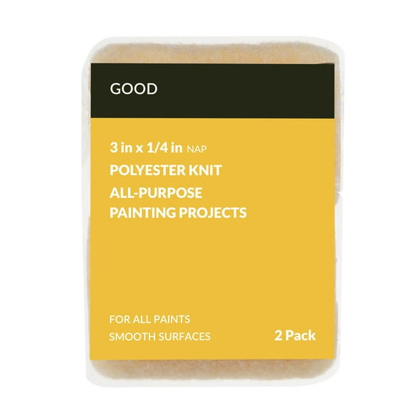 Good 3 x 1/4 in. Knit Polyester Trim Roller Cover, 2 Pack