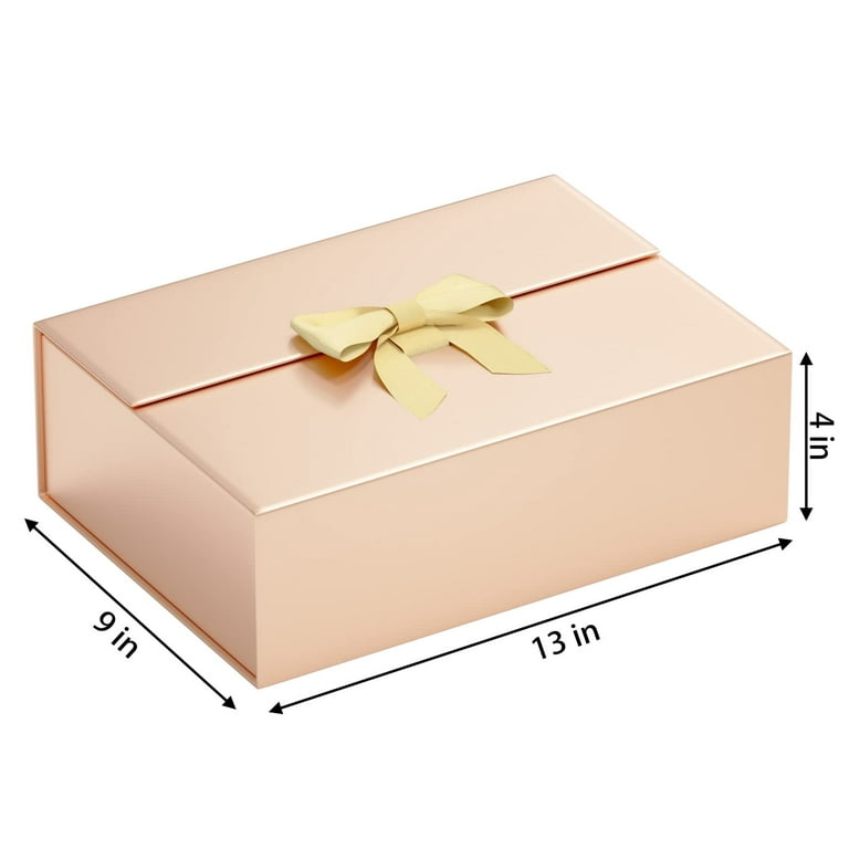 5 Pack Rose Gold Gift Box with Ribbon, 13x9x4'' Large Gift Boxes for  Presents with Lids and Bow Magnetic Closure Collapsible for Bridesmaid  Proposal Box, Wedding, Christmas, Anniversary, Birthday Gif 