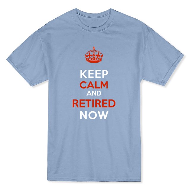Teeblox T-shirt Bleu Clair pour Hommes "Keep Calm and Retired Now"