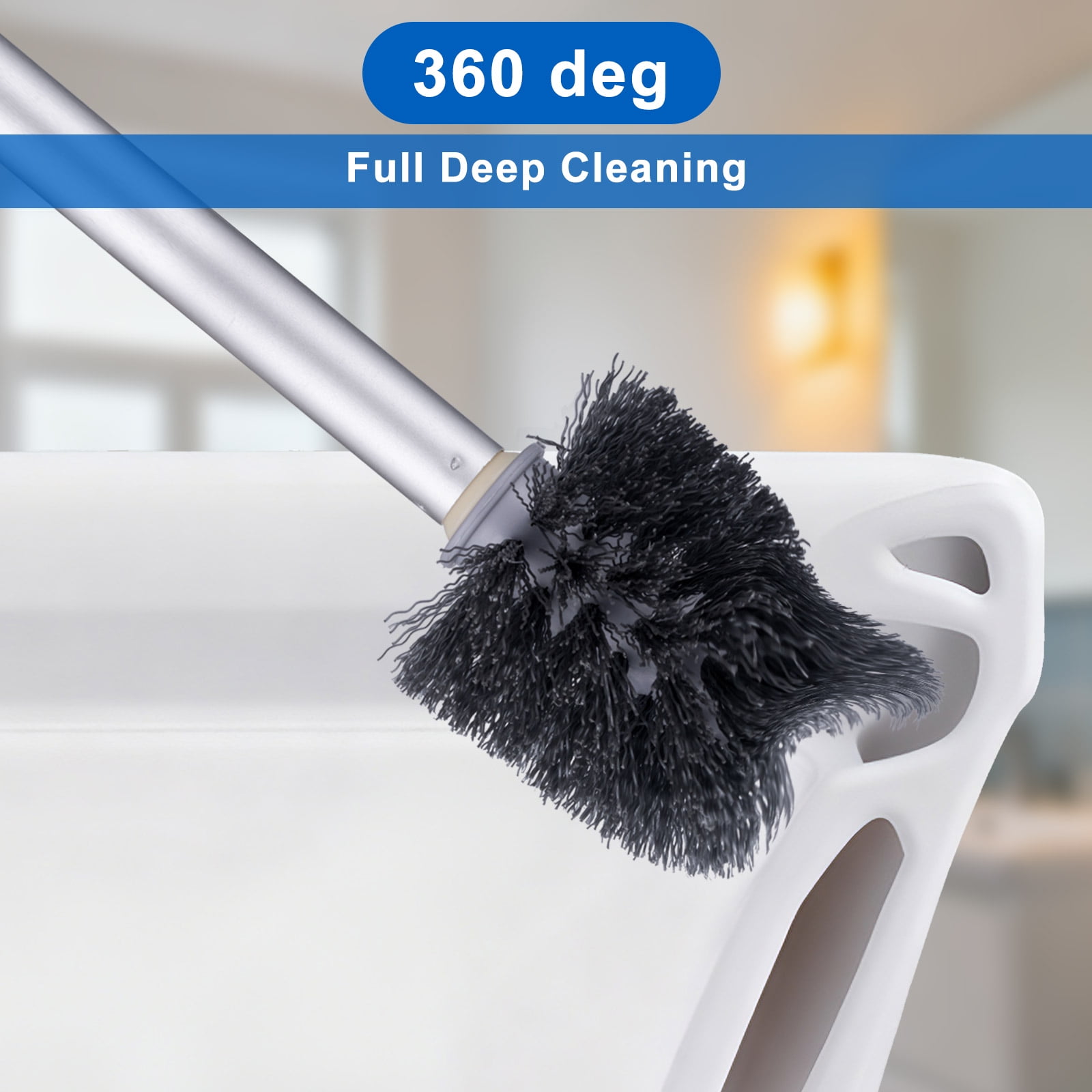 ITTAHO 16" Toilet Bowl Brush with Holder for Bathroom Cleaning, Anti-drip Wall-mounted Toilet Scrubber for RVs, White