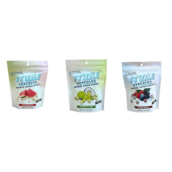 FR'IZZLE KRACKLES Freeze Dried Candy Clean Fruit Variety Pack | Clean Watermelon Clean Coconut Lime Clean Mixed Berry