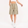 thumbnail image 2 of Satingcolo Shorts for Women Knee Length Casual Wide Leg Drawstring Hiking Work Summer Cargo Shorts with Pockets Athletic Shorts For Women, Size S-2XL, 2 of 7