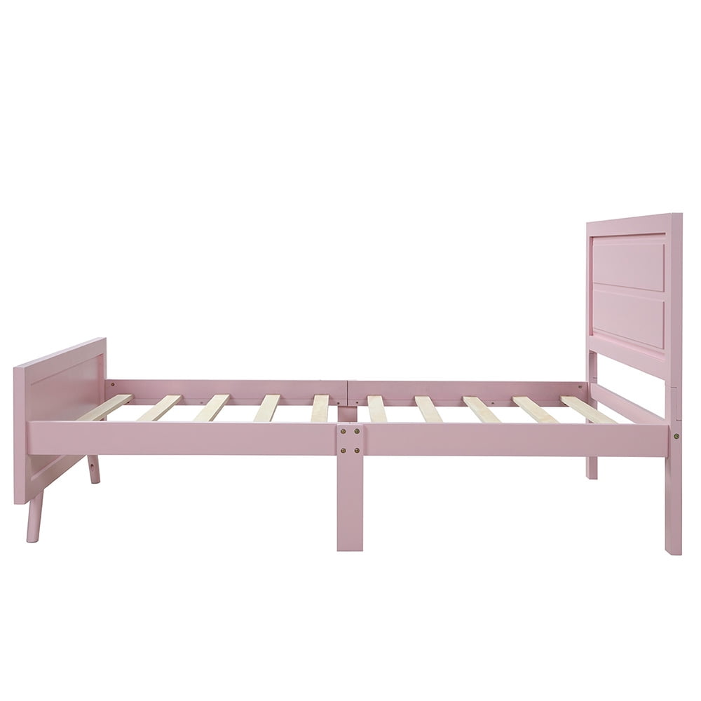 Sale Platform Beds with Headboard, Twin Bed Frame Mattress Foundation, Pink
