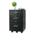 thumbnail image 5 of SalonMore Wood Drawer Cabinet  with Lockable Casters Cabinet Organizer  with 3 Drawers, Black, 5 of 11