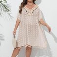 thumbnail image 5 of Pitauce Swimsuit Coverup for Women Sexy Hollow Out Embroidery Crewneck Tassels Pool Beach Cover Ups Short Sleeve Summer Casual Bikini Cover Up, 5 of 7