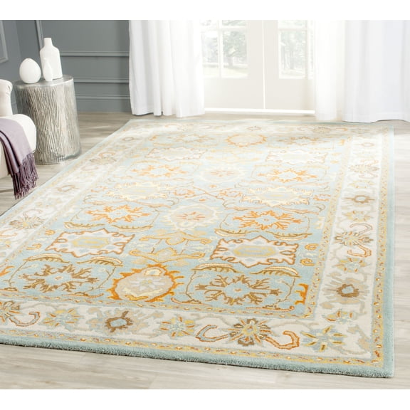 Safavieh Heritage Giles Oriental Wool Area Rug, Light Blue/Ivory, 6' x 6' Square