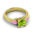 thumbnail image 3 of 2.50 Carat Fine Round Cut Peridot & Pink Sapphire Gemstone Anniversary Ring for her 18K Yellow Gold Size 8.5 by Diamond-Capitals, 3 of 8
