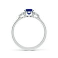thumbnail image 2 of ANGARA Lab Grown Blue Sapphire & Diamond 3 Stone Engagement Ring for Women in 14K White Gold (Size-7x5mm) | September Birthstone, Anniversary, Jewelry Gift for Women | Lab-Grown Blue Sapphire Ring, 2 of 8