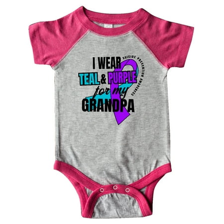 

Inktastic Suicide Prevention I Wear Teal and Purple for My Grandpa Gift Baby Boy or Baby Girl Bodysuit