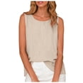thumbnail image 4 of GEWSEY Dressy Tank Tops for Women Cotton Linen Gauze Shirts Sleeveless Summer Tunic Top Loose Fit Lightweight Casual Blouses (Beige, 5XL), 4 of 6