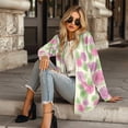 thumbnail image 3 of Garronmavis Women's Lightweight Open Front Cardigans Plus Size Long Sleeve Kimono Cover Ups for Women Beach Cardigan Sweater Jacket Pink Roses, 3 of 6