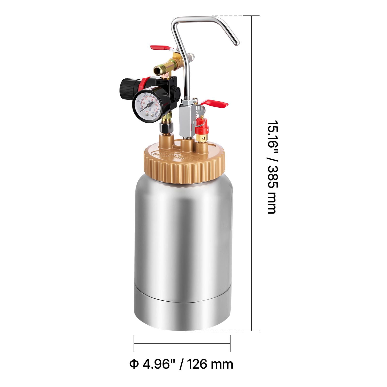 Spray Paint Pressure Pot 0.5 Gal with 1.8mm & 3.0mm Spray Guns, 2 x 9.8FT Hoses, 45 PSI Max, for Furniture Car Fence Painting
