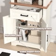 thumbnail image 6 of HARIPUL 72" Tall Bookcase Floor Standing with Drawer and Door, 6 Tier Wooden Storage Bookshelf for Living Room Home Office, Antique White, 6 of 7