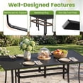 thumbnail image 4 of Gymax Patio Dining Table 63'' x 33'' Rectangle Metal Slat Table w/Umbrella Hole for Lawn, 4 of 10
