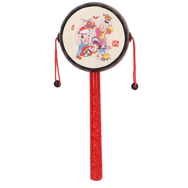 Sonajero portátil para niño, tambor, juguetes tradicionales chinos, juguete musical educativo temprano