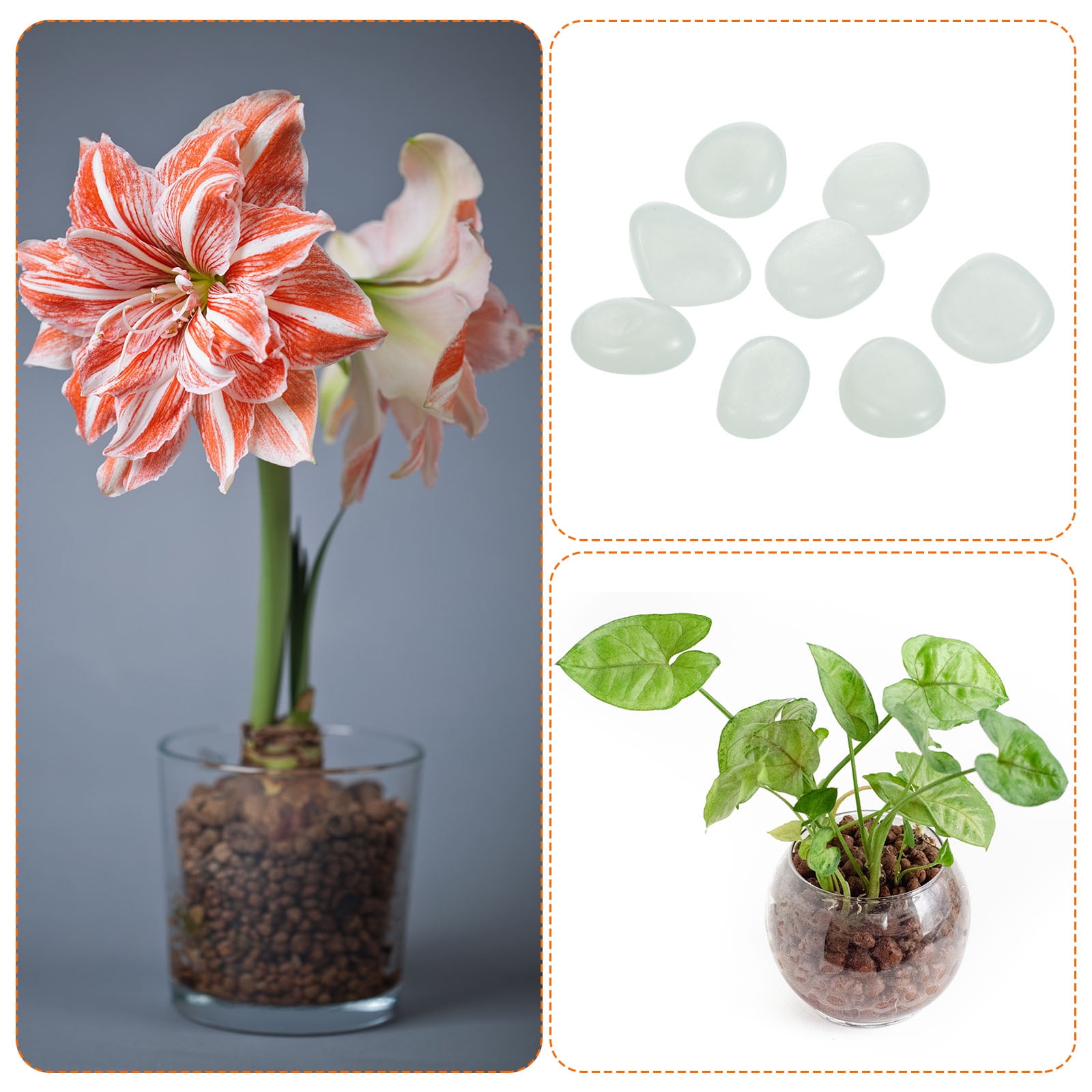 Unique Bargains Glow Rocks Luminous Stones Decor for Potted Plant and Fish Tank White