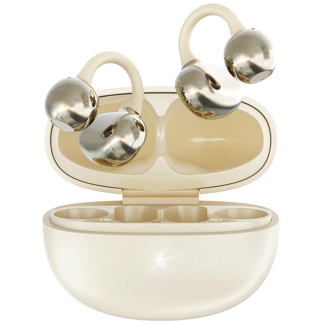 Auriculares Open Ear Aiandcc, ligeros y cómodos, 40 h de reproducción, Bluetooth 5.4, audífonos abiertos para orejas pequeñas, control táctil, para correr y hacer ejercicio, color blanco macaron