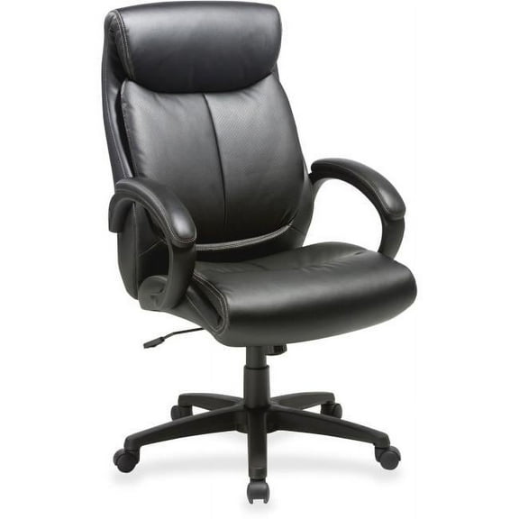Lorell  28x 31.8 x 45.5 in. High Back Leather Chair - Black