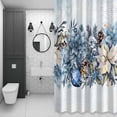 thumbnail image 4 of Christmasf Flower Shower Curtain for Bathroom Decor, Blue Poinsettia Floral Xmas Balls Snowflakes Winter Waterproof Fabric Shower Curtain, 60"x72" Set with 12 Hooks, 4 of 9