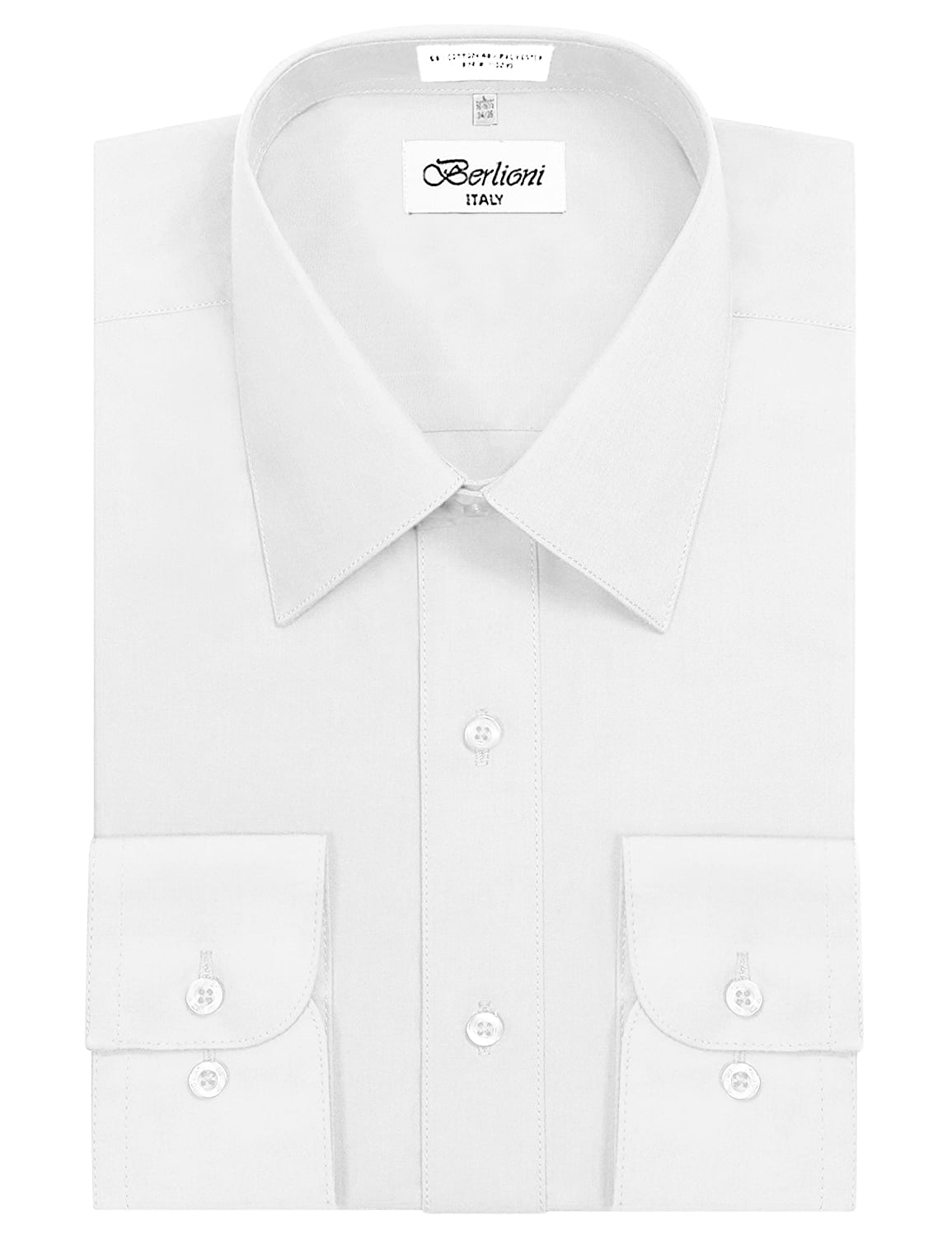 Berlioni Italy Men's Long Sleeve Solid Premium Dress Shirt 